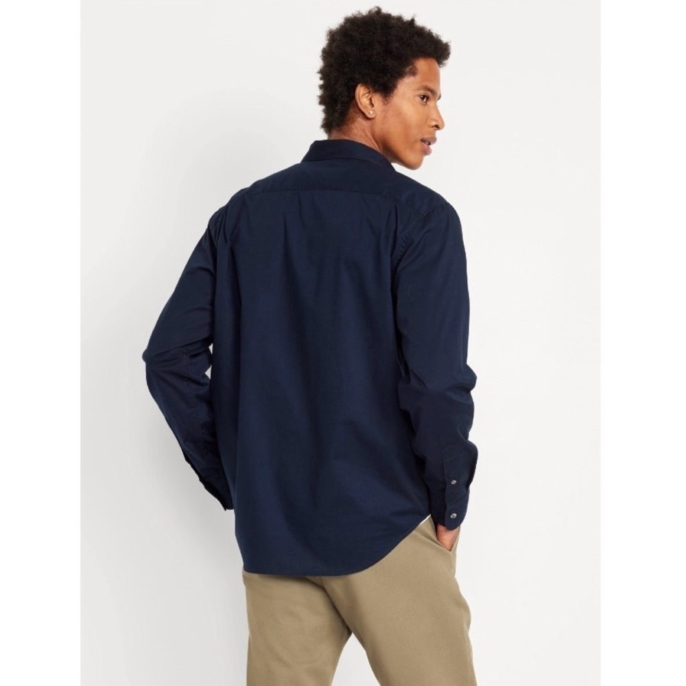 OLD NAVY Everyday Shirt Long Sleeve Regular Fit Top Button Down Navy Men's M - Picture 6 of 13